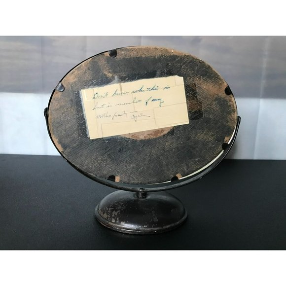 Antique Nathan M Stone Chicago Oval Metal Frame Family Photo Baby & Girl - Picture 5 of 11